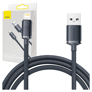 BASEUS Crystal Shine USB na Lightning kabel, 2.4A, 2m (crni)
