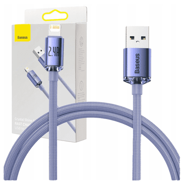 BASEUS Crystal Shine USB na Lightning kabel, 2.4A, 1.2m (ljubičasti)