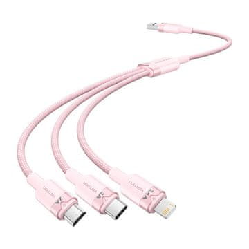 Vention USB 2.0 A na 3-u-1 kabel 3A Vention CTPPG 1,5 m (ružičasta)