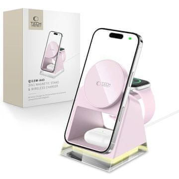 Tech-protect QI15W-A43 3U1 MAGNETSKI MAGSAFE BEŽIČNI PUNJAČ BABY PINK