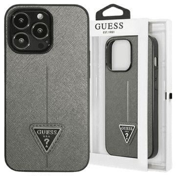 Guess Guess Futrola Za Iphone 13 Pro Max 6.7 Izrađena Od Tvrde Kože Safiano Trokutastim Logom