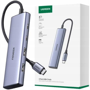 Ugreen USB-C HUB - 2 x USB-A / 2 x USB-C 20 cm CM473 - sivi