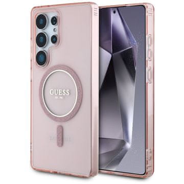 Guess Etui guess glitter circle classic logo magsafe za samsung galaxy s25 ultra, ružičasto