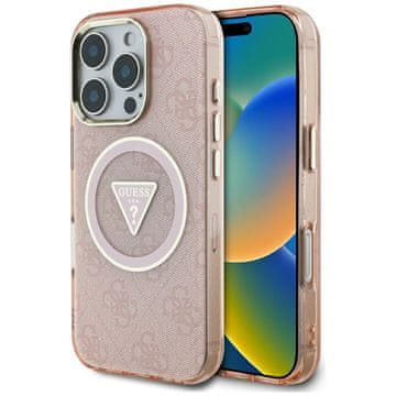 Guess metalna glitter MagSafe maskica s ružičastim efektom za iPhone 16 Pro