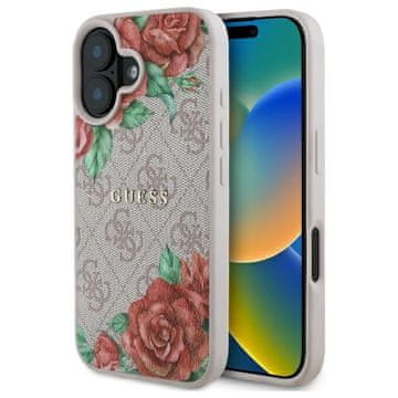 Guess Guess Tvrda Futrola Za Magsafe Iphone 16 6 1 Futrola Ružičasto Cvijeće