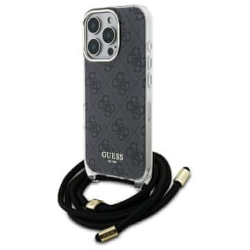 Guess Crna maskica za iPhone 16 Pro Crossbody s 4G printom