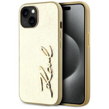 Karl Lagerfeld naborana metalna zlatna maskica za iPhone 15