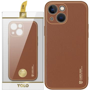Dux Ducis Dux Ducis Yolo etui za iPhone 14 Plus, elegantna torbica od ekološke kože, smeđa