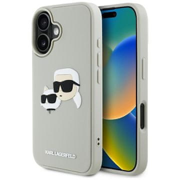 Karl Lagerfeld 3D gumena futrola s dvostrukim glavama bež boje za iPhone 16