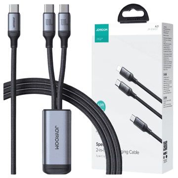 Joyroom Speedy Series S-A21 2u1 USB-C - USB-C / USB-C kabel 100W 1,5m - crni