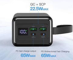 Platinet Punjiva baterija PMPB6065 powerbank, 65 W, 60.000 mAh, 4x USB-A, 2x USB-C, crna