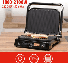 Alpina kontaktni roštilj, premaz protiv lijepljenja, 2100 W, crna i srebrna