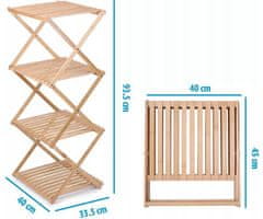 Alpina Polica za kupaonicu, bambus, 4 razine, 93,5 x 40 x 33,5 cm