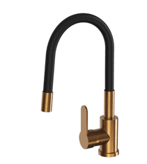 slomart FLEX 2000 fleksibilna, prilagodljiva kuhinjska slavina, mješalica za sudoper, brushed rose gold / crna