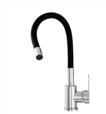 slomart FLEX 2000 fleksibilna, prilagodljiva kuhinjska slavina, mješalica za sudoper, crna / krom