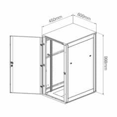 Digitus zidni ormar 20U 998 600x450 sivi sastavljen DN-19 20-U
