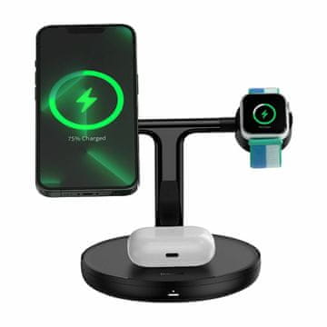 BASEUS Bežični punjač 20W MagSafe iPhone stalak Swan 3u1