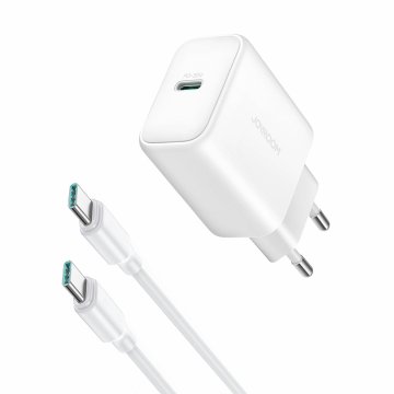 Joyroom punjač 30W USB TypeC GaN PD + kabel bijeli JR-TCF24