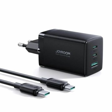 Joyroom punjač 65W USB 2xTipC TipA GaN PD + kabel crni JR-TCG01