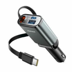 Joyroom Auto punjač 12V 24V 45W PD QC TipA TipC + kabel crni JR-CCL07