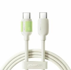 Joyroom USB kabel C-C 1,2 m 60 W bež silikonski luminiscentni S-A53
