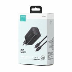 Joyroom punjač 65W USB 2xTipC TipA GaN PD + kabel crni JR-TCG01