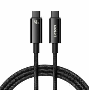 BASEUS USB kabel C-C 3m 240W Tungsten Gold pleteni crni CAWJ040101
