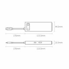 BASEUS USB 3.1 Type-C 6-u-1 4K priključna stanica siva CAHUB-CW0G
