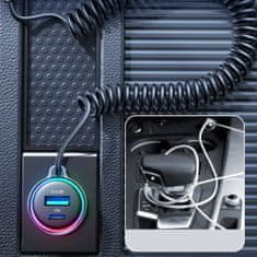 Joyroom Auto punjač 12V 24V 60W PD QC TipA TipC s kabelom crni JR-CL07
