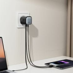 Joyroom punjač 65W USB TypeC TypeA GaN QC PD s kabelom crni JR-TCL02