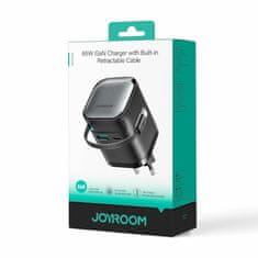 Joyroom punjač 65W USB TypeC TypeA GaN QC PD s kabelom crni JR-TCL02