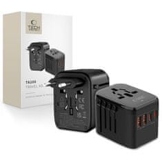 Tech-protect TA200 cestovný adapter EU / UK / US / AU, crno