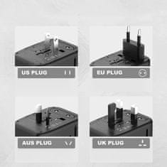 Tech-protect TA200 cestovný adapter EU / UK / US / AU, crno