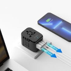 Tech-protect TA200 cestovný adapter EU / UK / US / AU, crno
