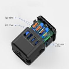 Tech-protect TA200 cestovný adapter EU / UK / US / AU, crno