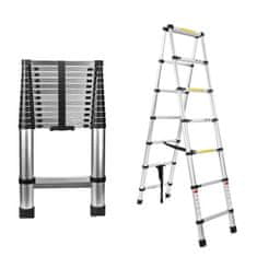 MXM Dvostruke teleskopske ljestve – 3,5 m + 3,5 m, aluminij