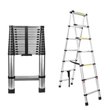 MXM Dvostruke teleskopske ljestve – 3,5 m + 3,5 m, aluminij