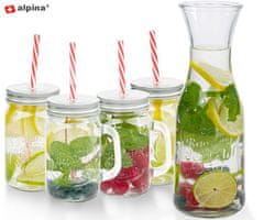 Alpina set staklenih čaša s bocom, 420 ml + 1 l, 5 komada