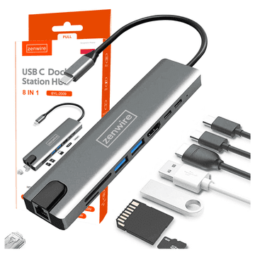 ZENWIRE Adapter hub 9u1 USB-C HDMI RJ45 Fast Ethernet SD za Macbook Air Pro M1 M2 M3 M4 Zenwire BYL-2009