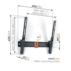 Vogels Zidni nosač za ekrane od 32"-65", nagib do 15°, do 25kg