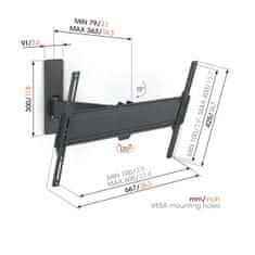 Vogels Zidni nosač za ekrane od 40"-77", nagib 15° pomak 120°, do 35kg