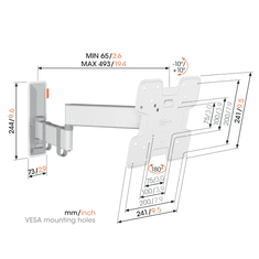 Vogels Zidni nosač za ekrane od 19"-43", nagib do 20° pomak 180°
