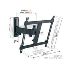 Vogels Zidni nosač za ekrane od 32"-65", nagib do 20° pomak 120°, 25kg