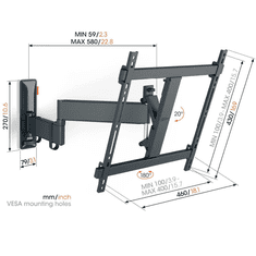 Vogels Zidni nosač za ekrane od 55"-100",rotacija 180°,nagib 10°, 55kg