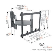 Vogels Zidni nosač za TV od 32"-65", rotacija 180°, max 35kg