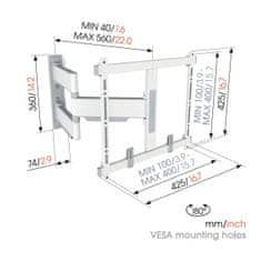 Vogels Zidni nosač za TV od 32"-65", rotacija 180°, max 35kg