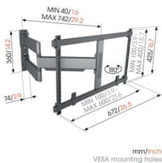Vogels Zidni nosač za TV od 55"-100", rotacija 180°, max 55kg