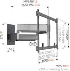 Vogels Zidni nosač za TV od 55"-100", rotacija 120°, max 75kg
