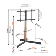 TVS3695WH, podni stalak za ekrane od 40"-77", do 50kg, bijeli
