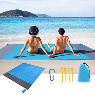 Netscroll Vodootporna podloga za plažu i kampiranje, 210x200 cm, za obitelj, protiv pijeska i vlage, s torbom za nošenje, Mat4Beach